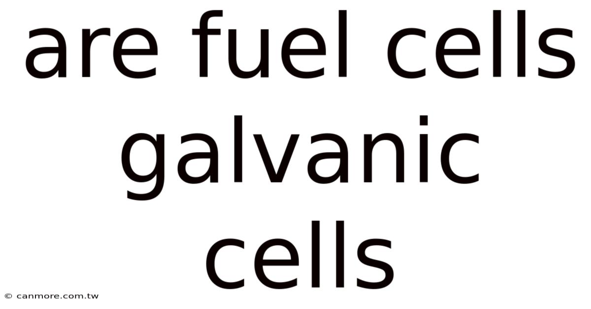 Are Fuel Cells Galvanic Cells