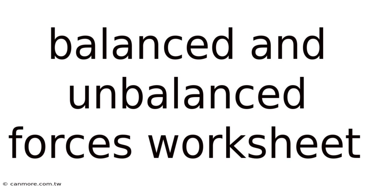 Balanced And Unbalanced Forces Worksheet