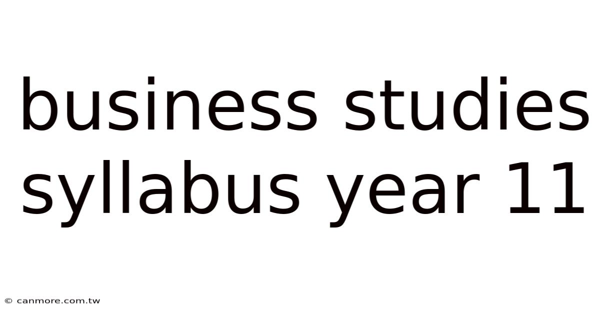 Business Studies Syllabus Year 11