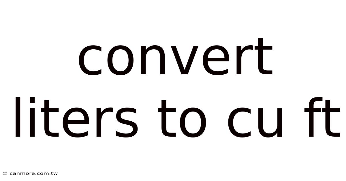 Convert Liters To Cu Ft