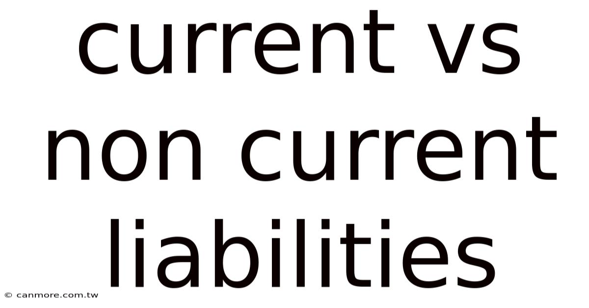 Current Vs Non Current Liabilities
