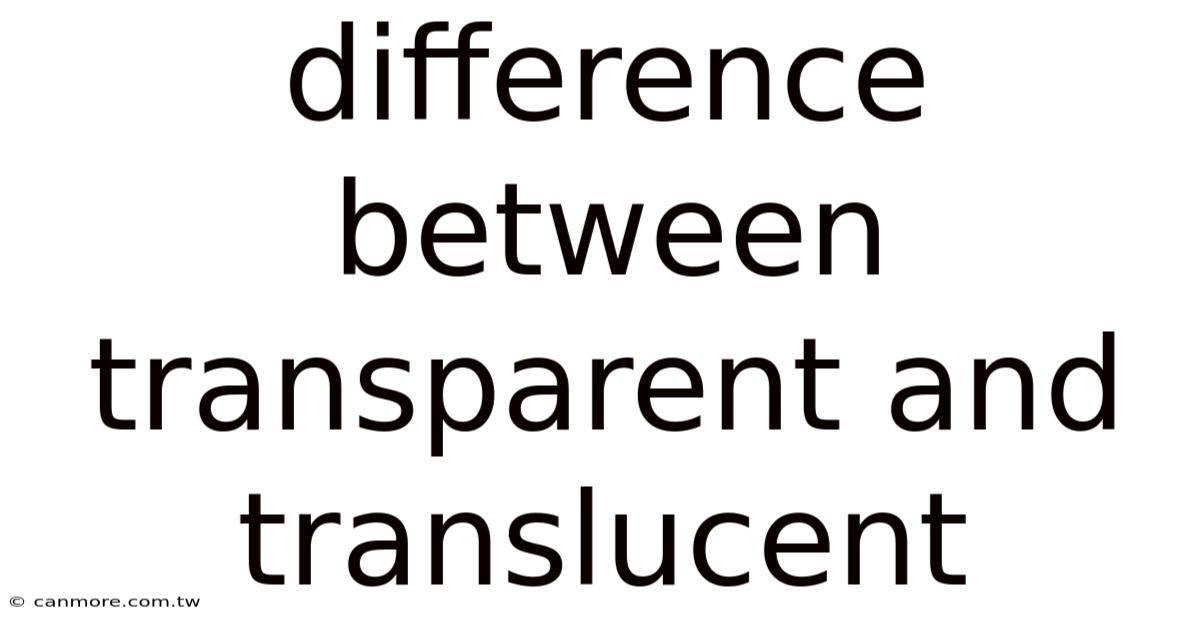 Difference Between Transparent And Translucent