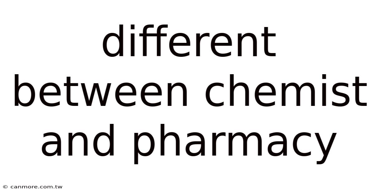 Different Between Chemist And Pharmacy