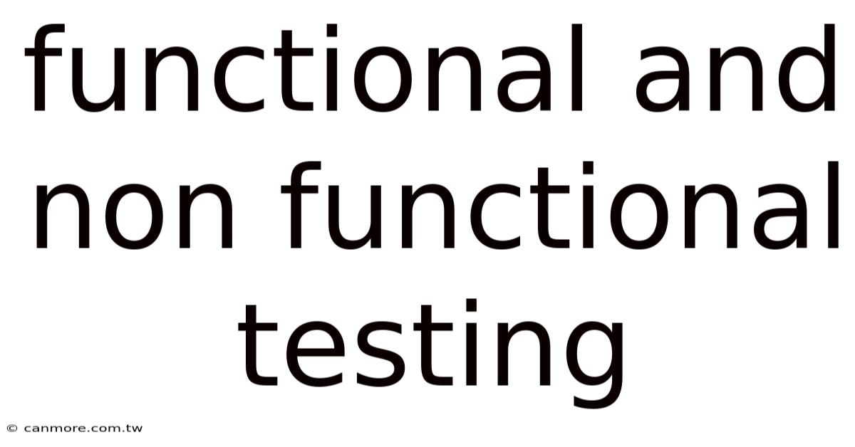 Functional And Non Functional Testing