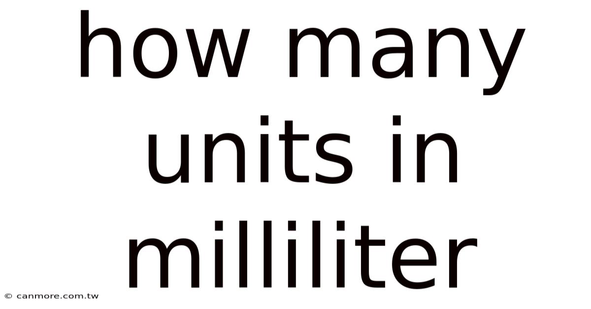 How Many Units In Milliliter