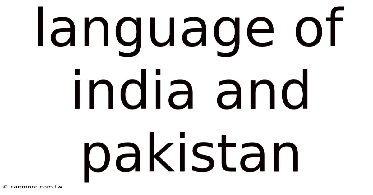 Language Of India And Pakistan