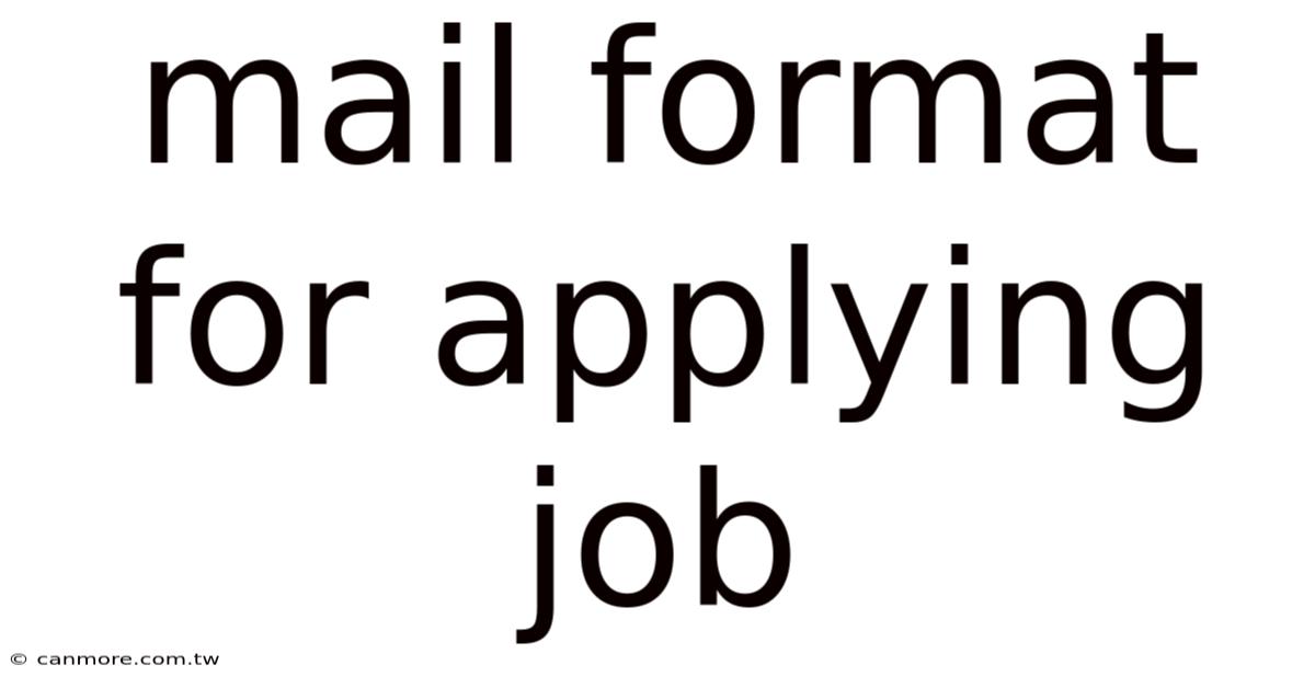 Mail Format For Applying Job