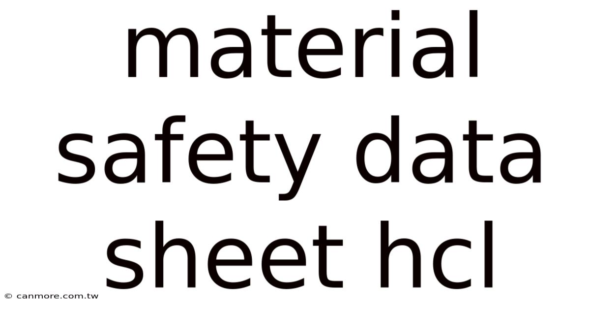 Material Safety Data Sheet Hcl