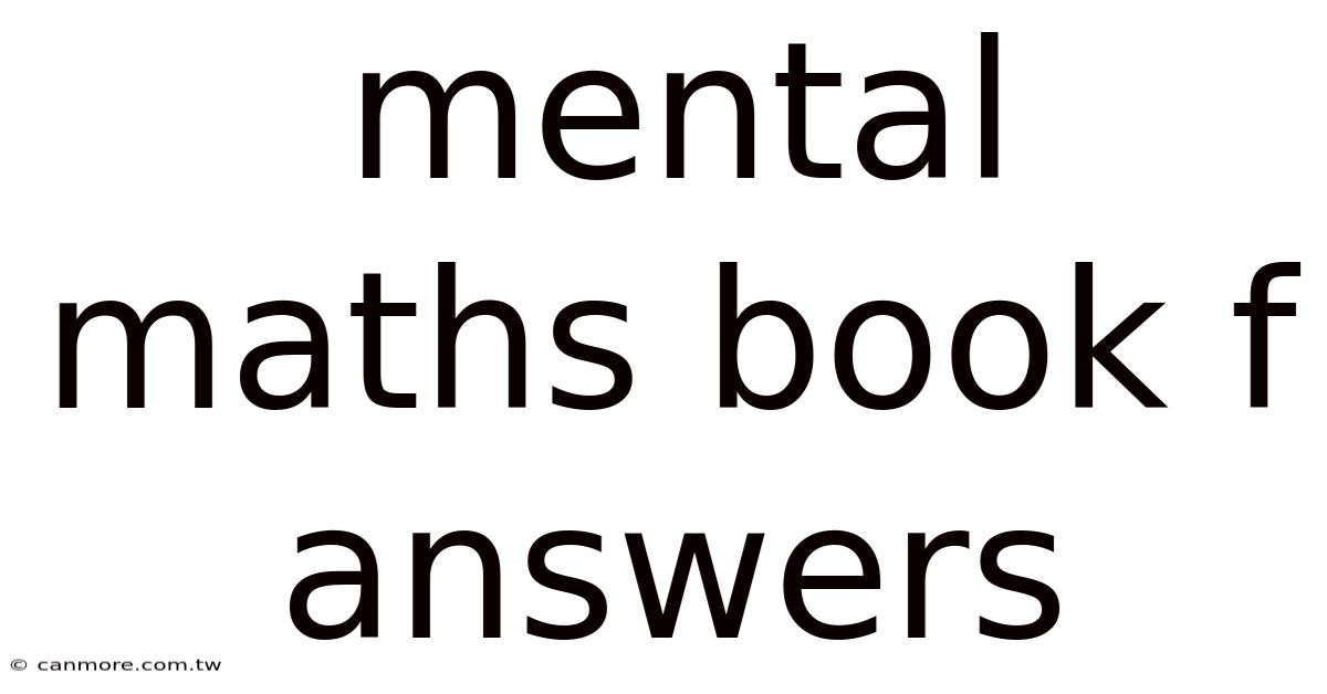 Mental Maths Book F Answers