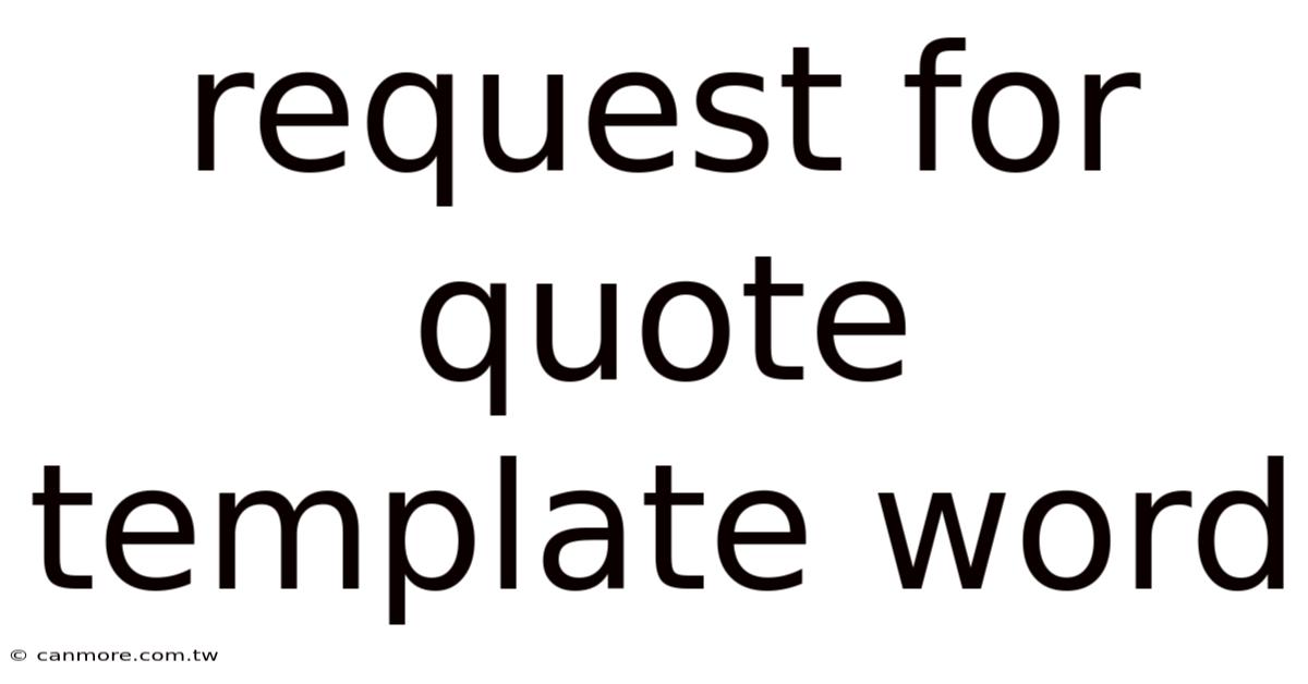 Request For Quote Template Word