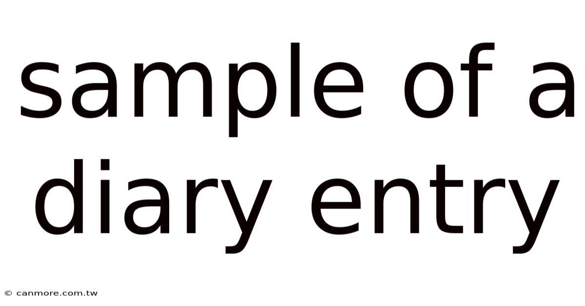 Sample Of A Diary Entry