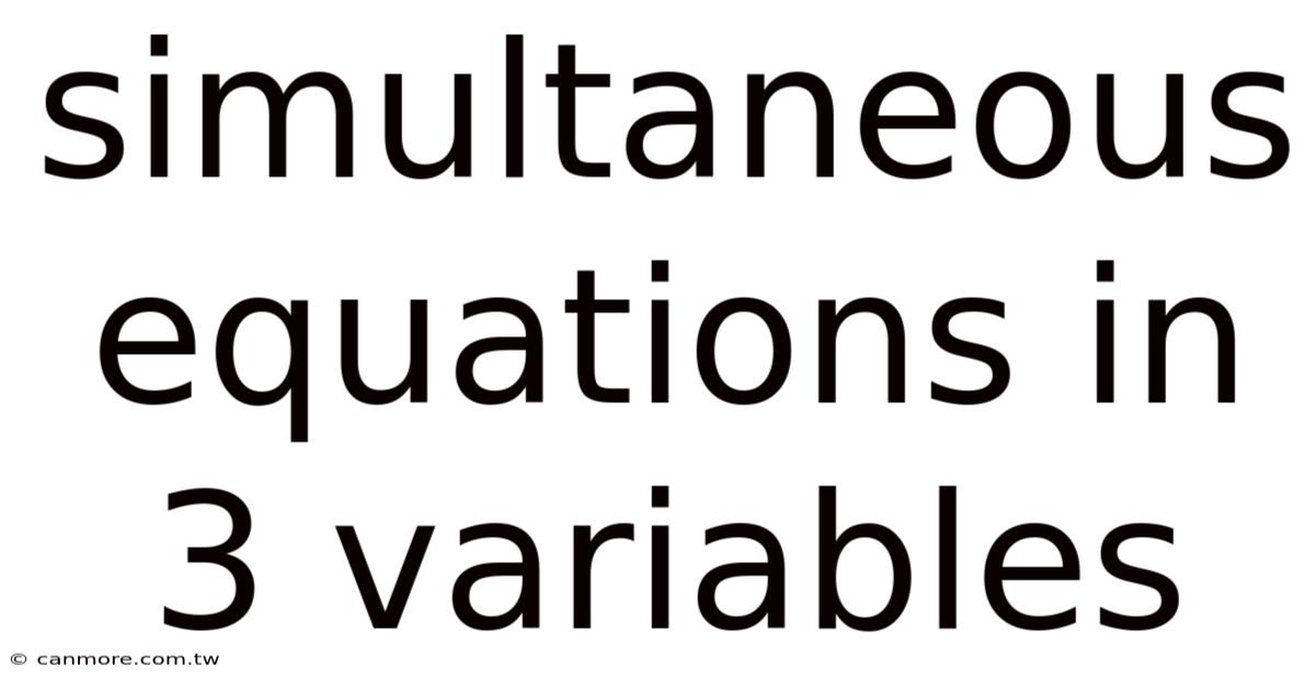 Simultaneous Equations In 3 Variables