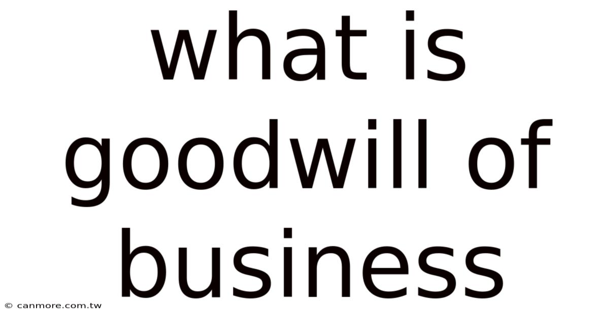 What Is Goodwill Of Business