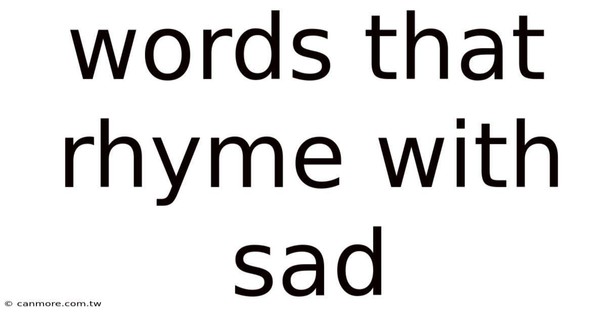 Words That Rhyme With Sad