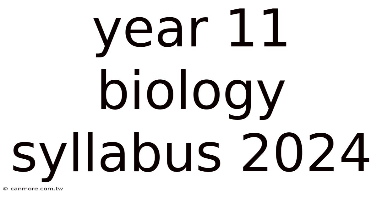 Year 11 Biology Syllabus 2024
